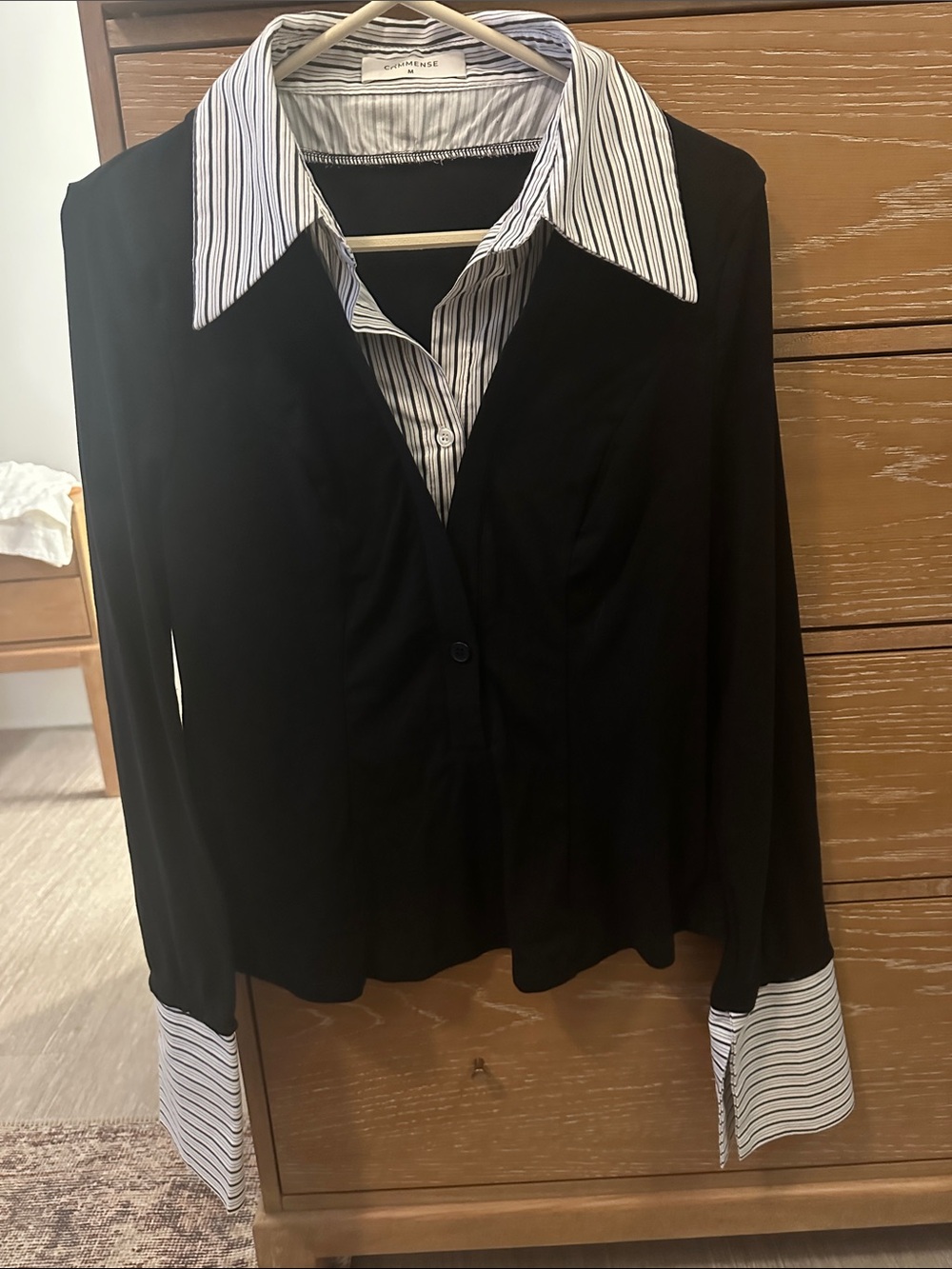 Commense Two-in-One Layered Button Down Top